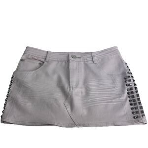 sheri bodell Beige stud mini skirt y2k glam punk party statement XS